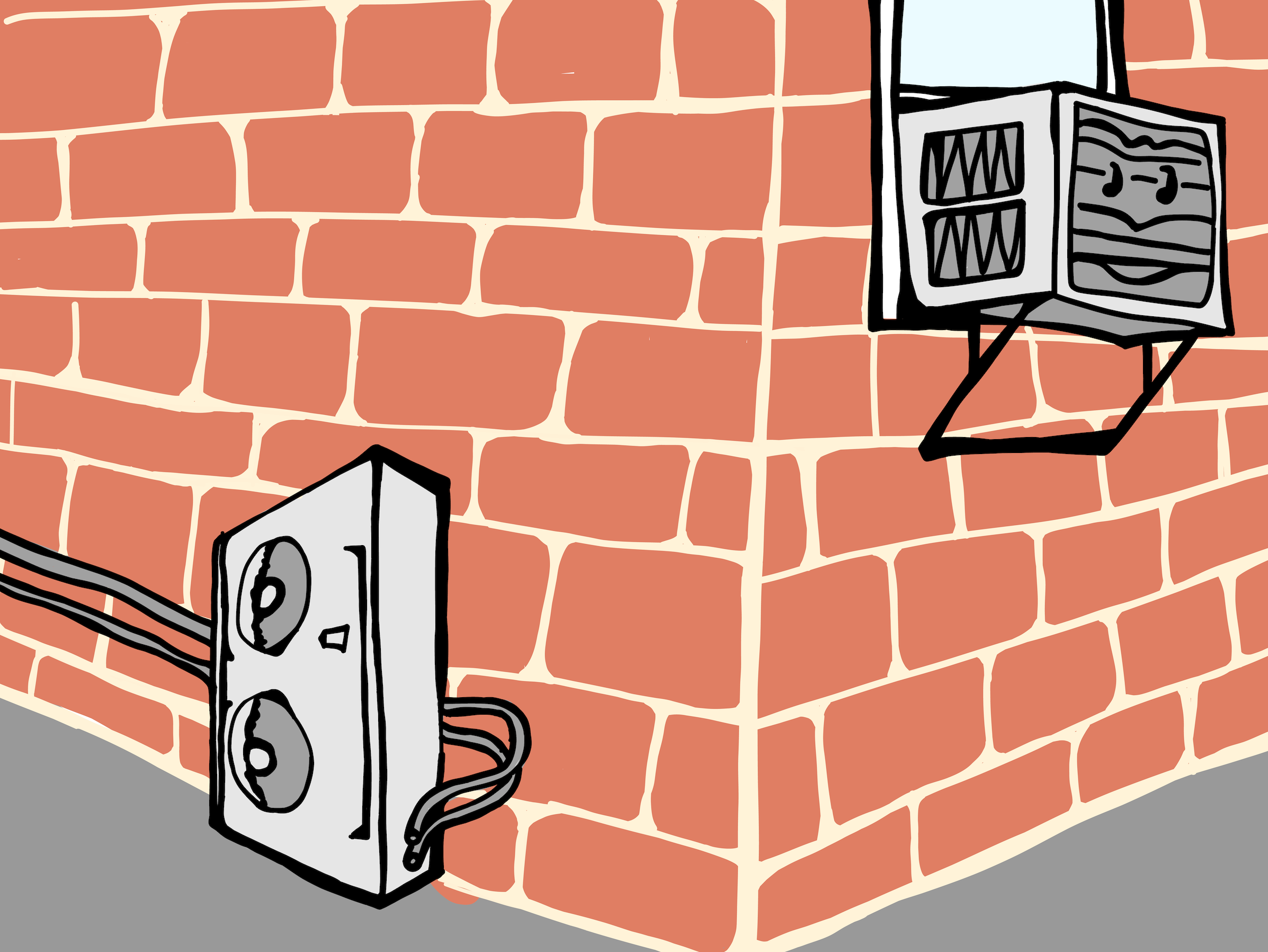 illustration of friendly heat pumps, by Dani Ball